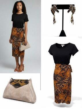 Safari Glam Vintage Capsule Set Dress Clutch Zebra Earrings Neutral Statement